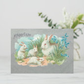 Kute  White Easter Bunnies Feestdagenkaart (Staand voorkant)