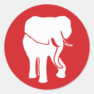 Kute White Elephant Logo, kies achtergrondkleur Ronde Sticker