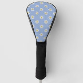 Kute White Flower Daisies over Sky Blue Golfheadcover (Voorkant)