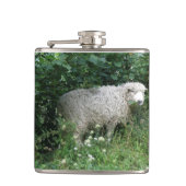 Kute White Fluffy Sheep Eating Flask Heupfles (Voorkant)
