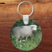 Kute White Fluffy Sheep Eating Sleutelhanger (Voorkant)