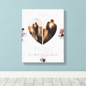 Kute White Heart Shaped Photo collage for Couple Canvas Afdruk (Insitu (Houten vloer))