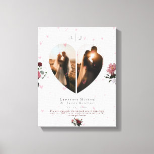 Kute White Heart Shaped Photo collage for Couple Canvas Afdruk