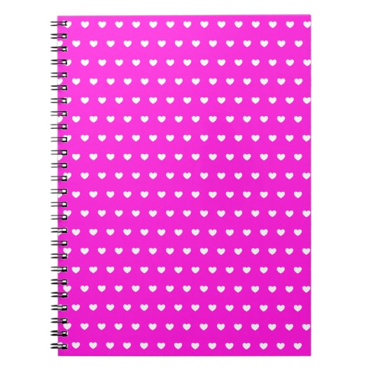 Kute White Hearts on Flashy roze Notitieboek (Voorkant)