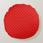 Kute White Hearts Pattern on Lovely Red Rond Kussen (Voorkant)