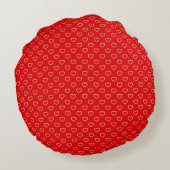 Kute White Hearts Pattern on Lovely Red Rond Kussen (Achterkant)