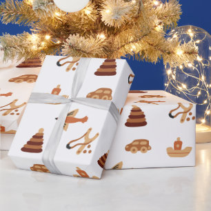Kute White Kinder Speelgoed Plane Boat Wrapping Pa Cadeaupapier
