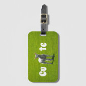 Kute White Little Lamb op Green Bagagelabel (Voorkant (verticaal))