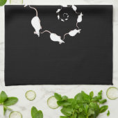 Kute White Mouse Design. Spiraal van Mice. Theedoek (Gevouwen)