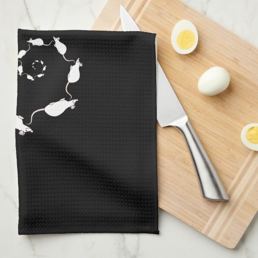 Kute White Mouse Design. Spiraal van Mice. Theedoek (Quarter Fold)