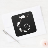 Kute White Mouse Design. Spiraal van Mice. Vierkante Sticker (Envelop)