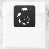 Kute White Mouse Design. Spiraal van Mice. Vierkante Sticker (Tas)
