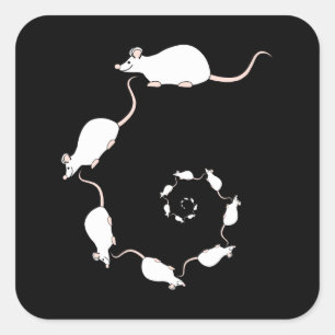 Kute White Mouse Design. Spiraal van Mice. Vierkante Sticker