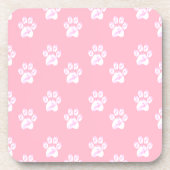 Kute white paw patroon op roze bier onderzetter (Voorkant)