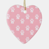 Kute white paw patroon op roze keramisch ornament (Rechts)