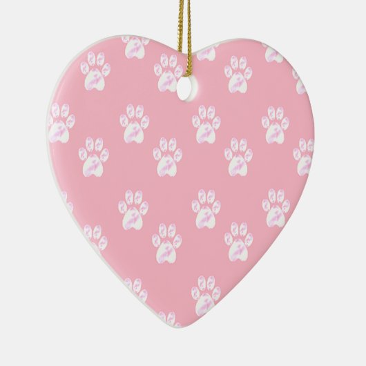 Kute white paw patroon op roze keramisch ornament (Rechts)