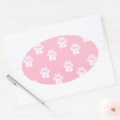 Kute white paw patroon op roze ovale sticker (Envelop)