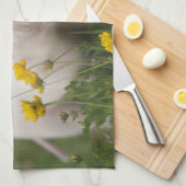 Kute White Piglet in Field of Yellow Flowers Theedoek (Quarter Fold)