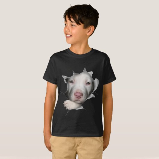 Kute White Pitbull Face Inside Ge T-shirt (Voorkant volledig)