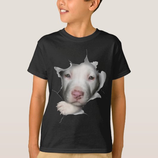 Kute White Pitbull Face Inside Ge T-shirt (Voorkant)