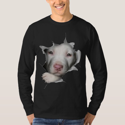 Kute White Pitbull Face Inside Ge T-shirt (Voorkant)