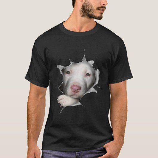 Kute White Pitbull Face Inside Ge T-shirt (Voorkant)