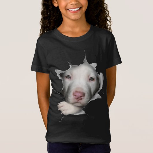 Kute White Pitbull Face Inside Ge T-shirt (Voorkant)