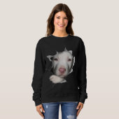 Kute White Pitbull Face Inside Ge Trui (Voorkant volledig)