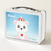 Kute White Polar Beer op Light Blue (Achterkant)