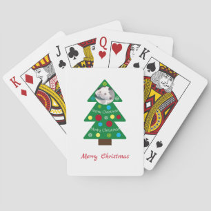 Kute White Puppy Dog Colorful Kerstboom Kerstmis Pokerkaarten