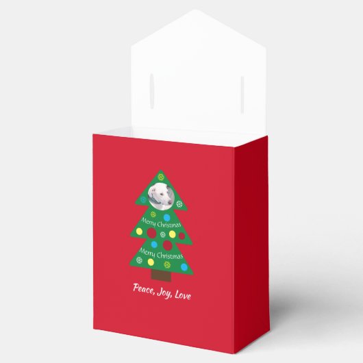 Kute White Puppy Dog Kleurrijke kerstboom Rood Bedankdoosjes (Geopend)