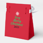 Kute White Puppy Dog Kleurrijke kerstboom Rood Bedankdoosjes (Achterkant)