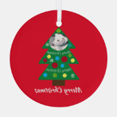 Kute White Puppy Dog Kleurrijke kerstboom Rood Glas Ornament (Achterkant)