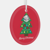 Kute White Puppy Dog Kleurrijke kerstboom Rood Glas Ornament (Voorkant Rechts)