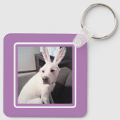 Kute White Puppy Dog met paascent Ears Paars Sleutelhanger (Achterkant)