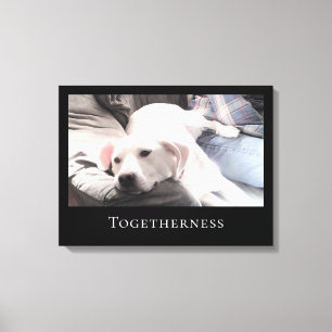 Kute White Puppy Dog samen met papa Black Lijst Canvas Afdruk