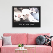 Kute White Puppy Dog samen met papa Black Lijst Canvas Afdruk (Insitu (Woonkamer))