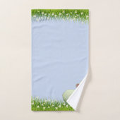 Kute White Rabbit & Flowers on Light Blue Bad Handdoek (Handdoek)