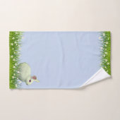 Kute White Rabbit & Flowers on Light Blue Bad Handdoek (Handdoek)