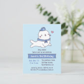 Kute White Seal Sailor Kids Birthday Party Kaart (Staand voorkant)
