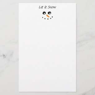 Kute White Snowman Minimal Laat het sneeuwen Briefpapier