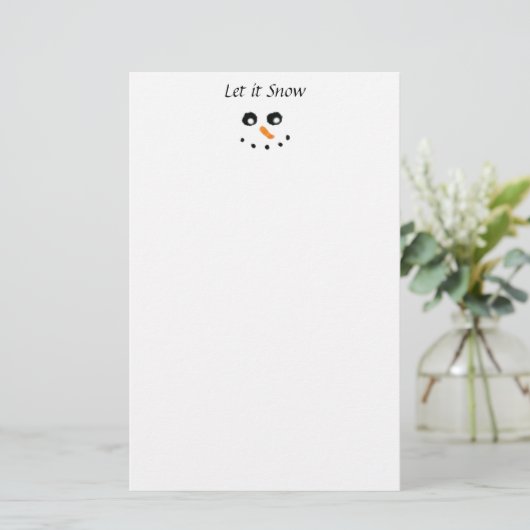 Kute White Snowman Minimal Laat het sneeuwen Briefpapier (Staand voorkant)