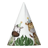 Kute Wild One Oerwoud Animals Tropical 1st Birthda Feesthoedjes (Achterkant)