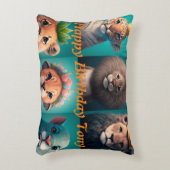 Kute wilde dieren met een kroonblauwe ronde pil accent kussen (Voorkant(Verticaal))