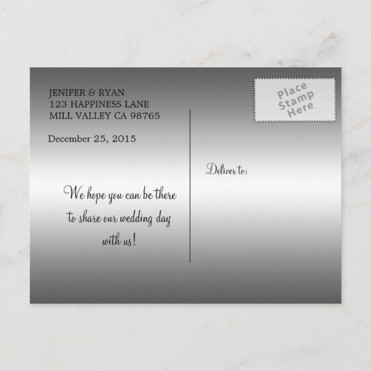 Kute winter bruiloft behalve datum briefkaart (Achterkant)