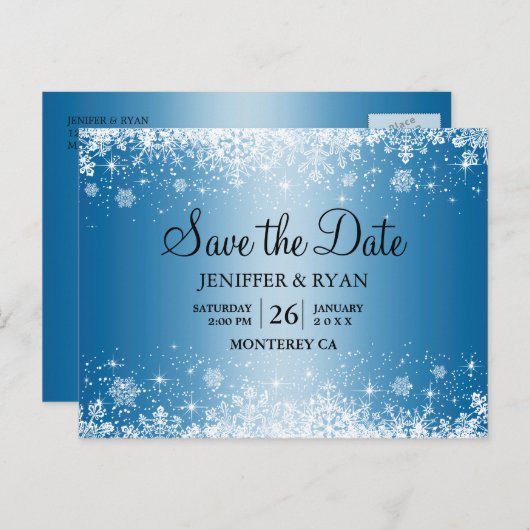 Kute winter bruiloft behalve datum briefkaart (Voorkant / Achterkant)