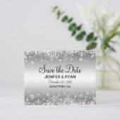 Kute winter bruiloft behalve datum briefkaart (Staand voorkant)