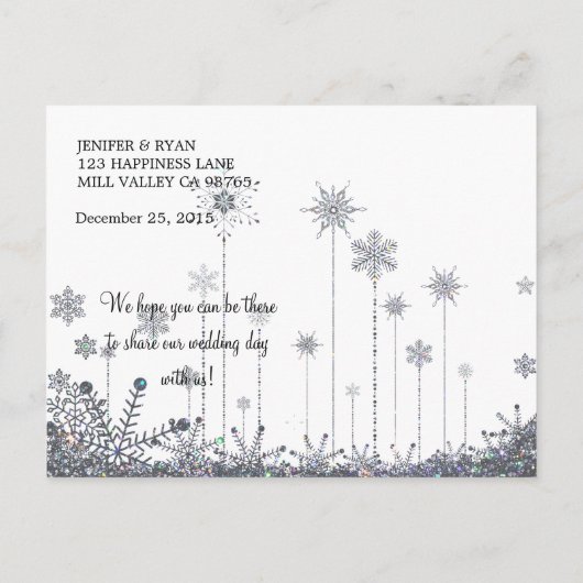 Kute winter bruiloft behalve datum briefkaart (Achterkant)