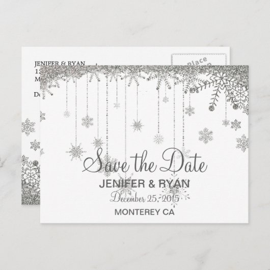 Kute winter bruiloft behalve datum briefkaart (Voorkant / Achterkant)