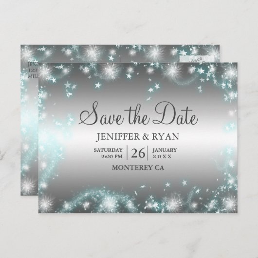 Kute winter bruiloft behalve datum briefkaart (Voorkant / Achterkant)